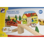 Set Trenulete Ferma Happy Engine and Friends –  Railway Set din lemn cu 45 piese sine si accesorii